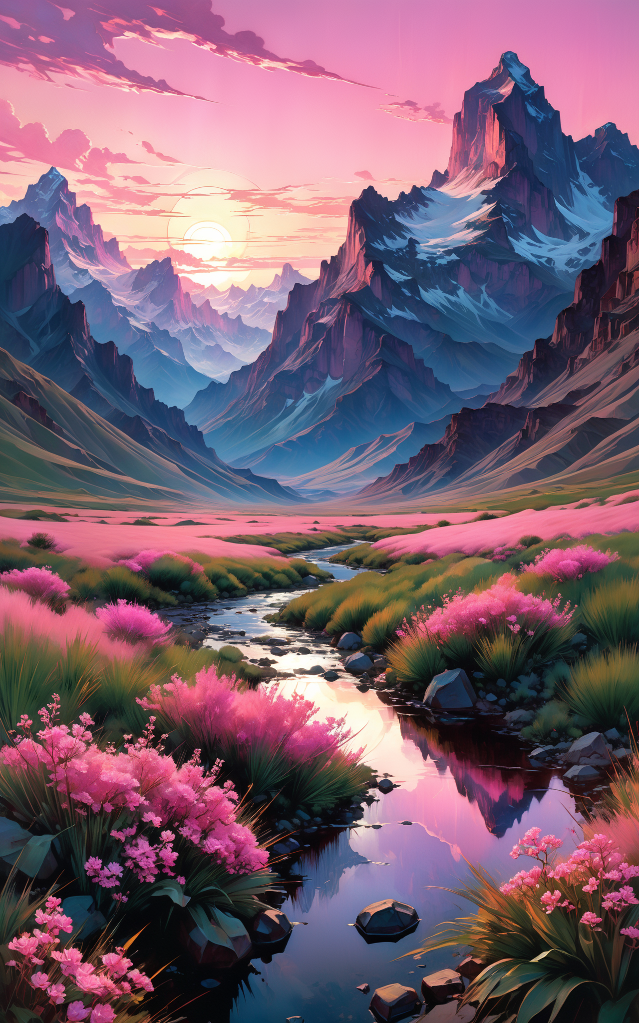 06170-2654742808-Double-exposure; glossy, beautiful steppes landscape with rugged mountains, wonderful twilight pink sky, glowing adventitious pl.png